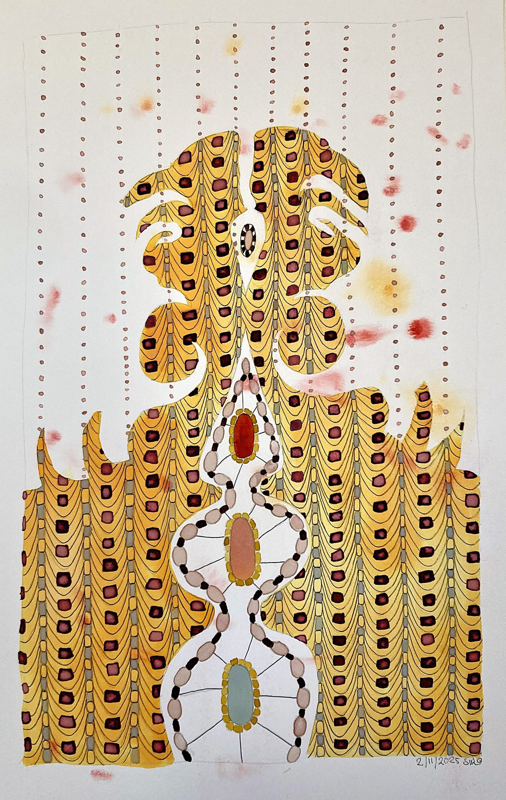 Robinson_Sarah_Dreaming in beads, water colour & ink on papaer, 2025