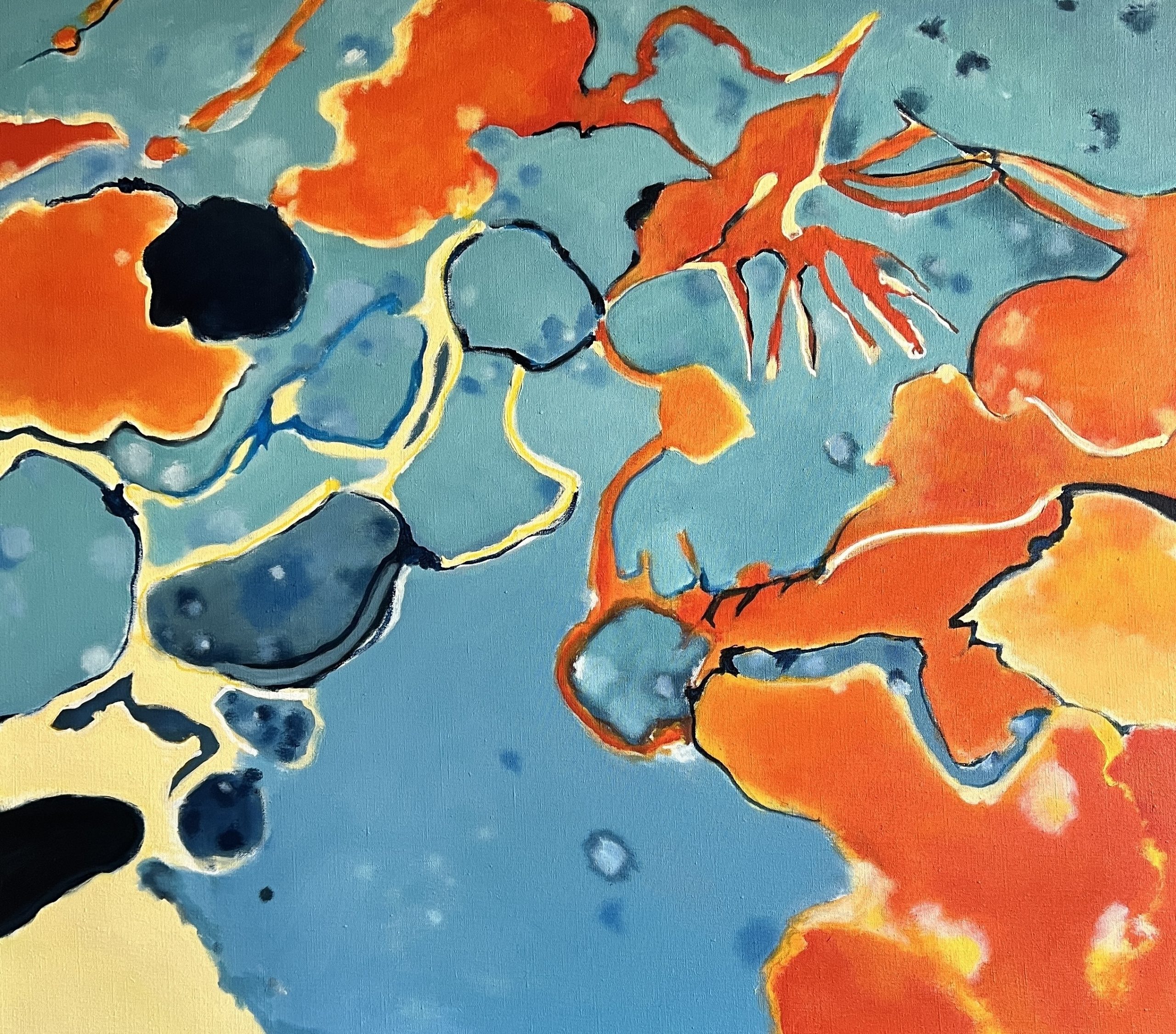 Nunzio painting ‘Yellow marigolds in unseen territories’ 2023
