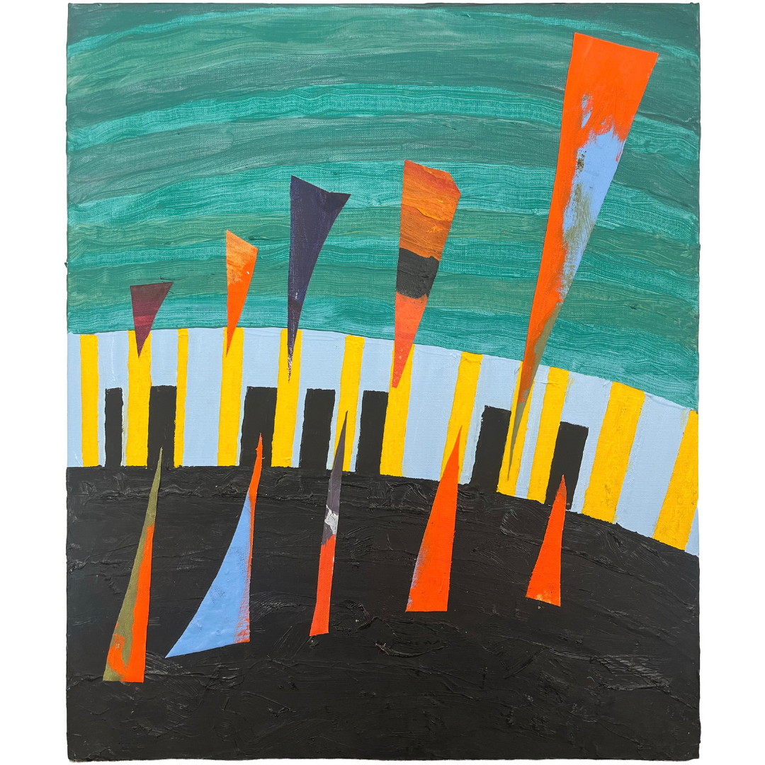 Nunzio painting ‘Yellow marigolds in unseen territories’ 2023